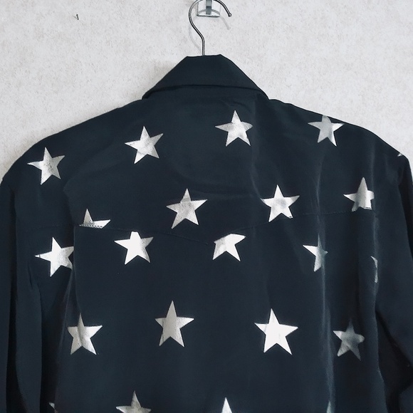 NWT Wrangler Western Shirts Snap Down Long Sleeve Black/Silver Men’s Size Small - Picture 6 of 11